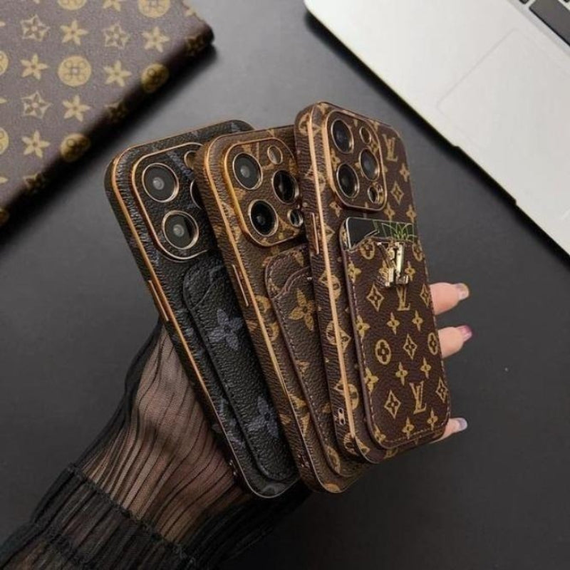 Glossy Monogram Phone Case with Hand Strap