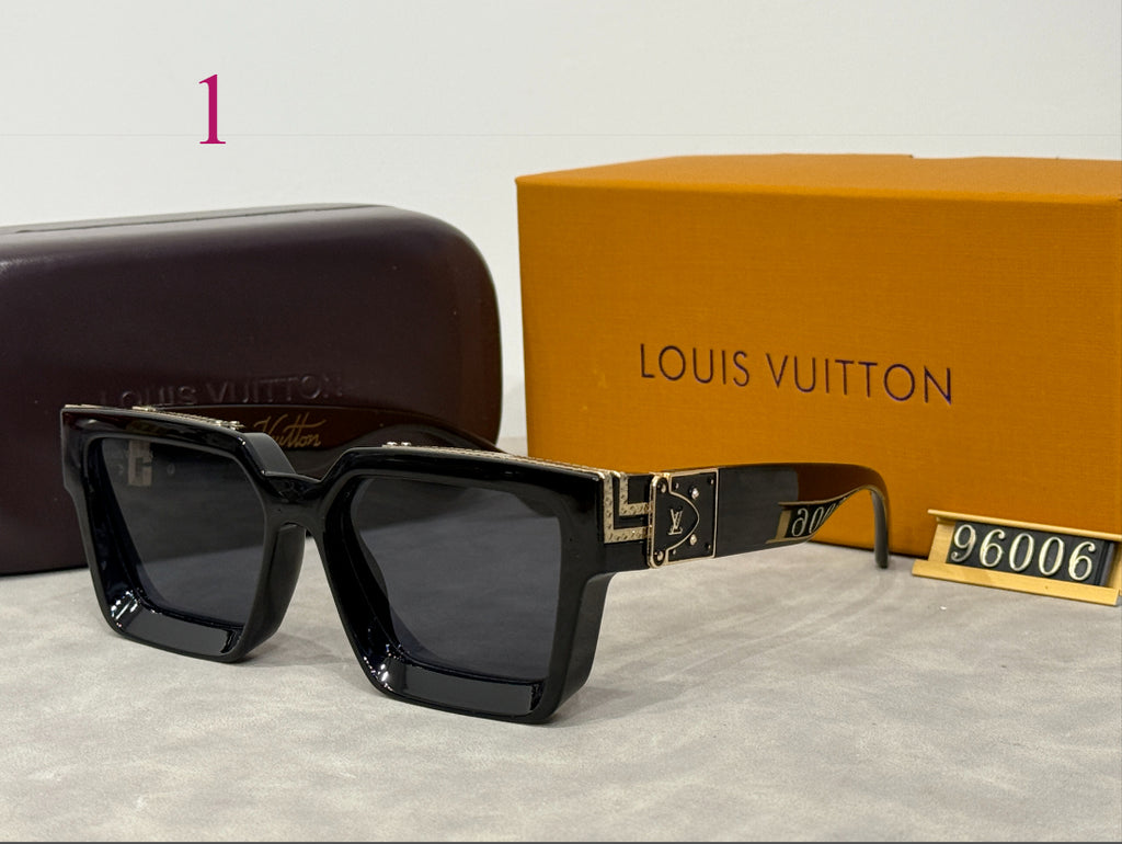 Beveled Square Sunglasses with Metallic Temple Trim