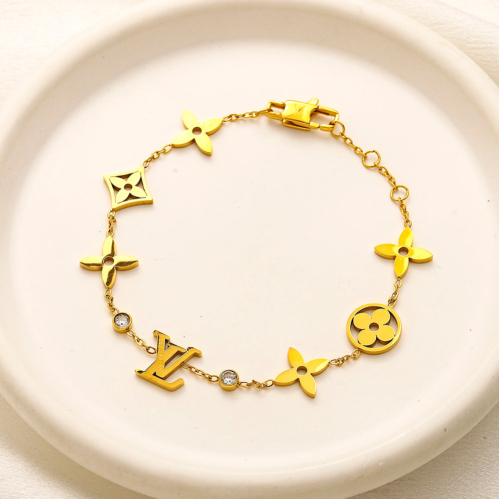 304 Stainless Steel Floral Station Bracelet & Necklace - Individual or Set
