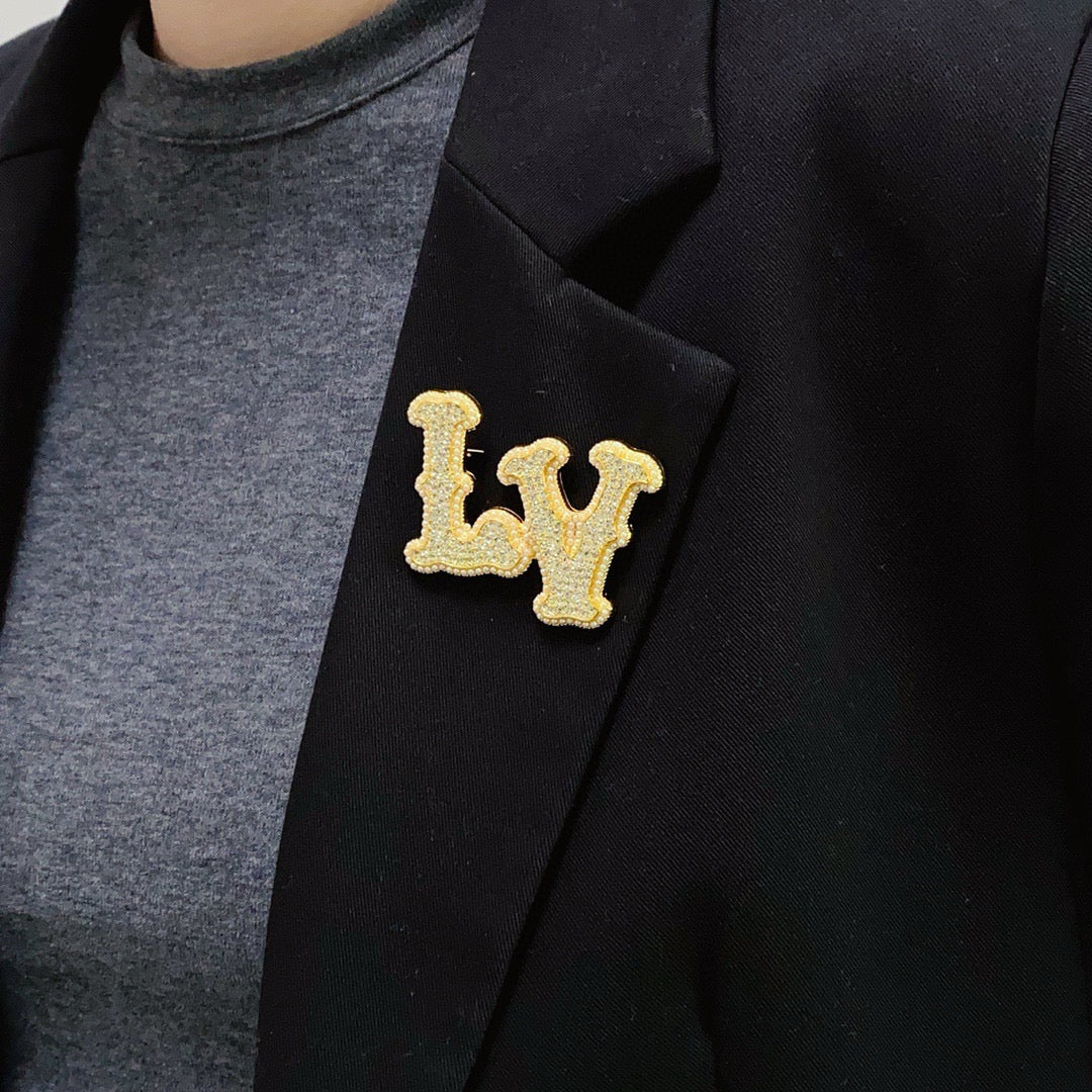 Textured Script Monogram Brooch