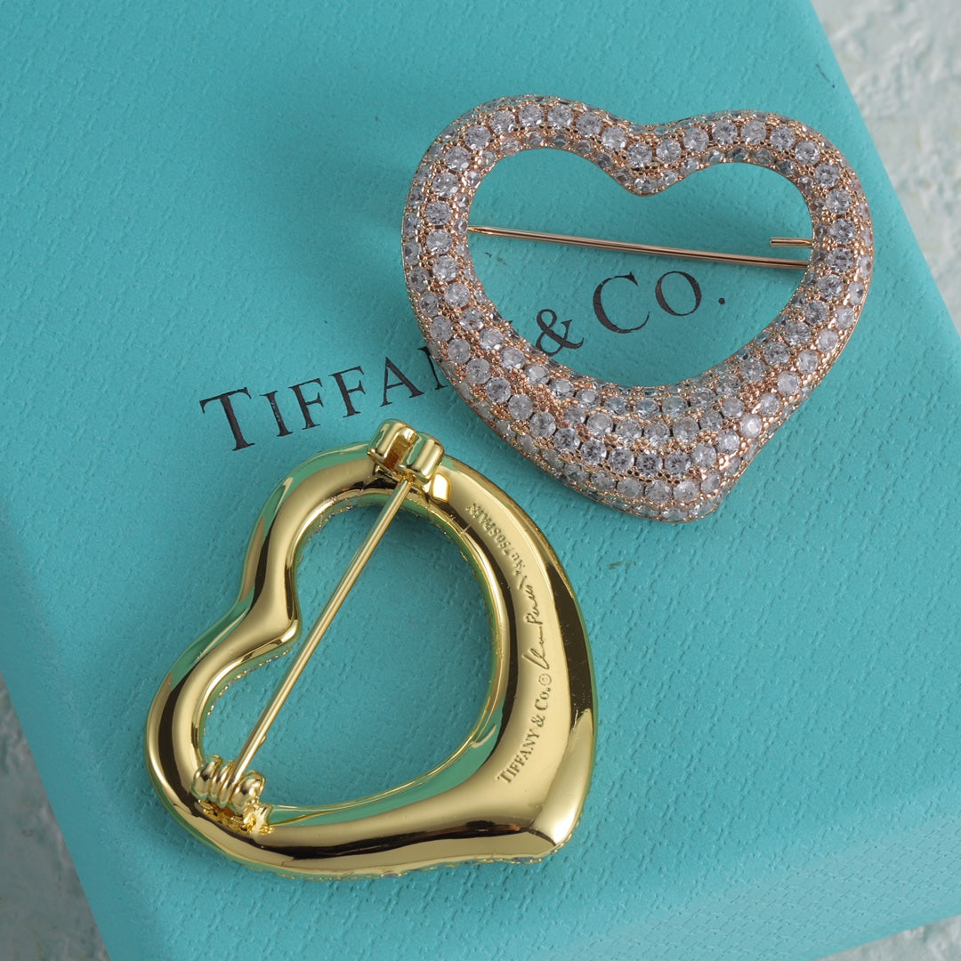Sparkling Heart Outline Brooch