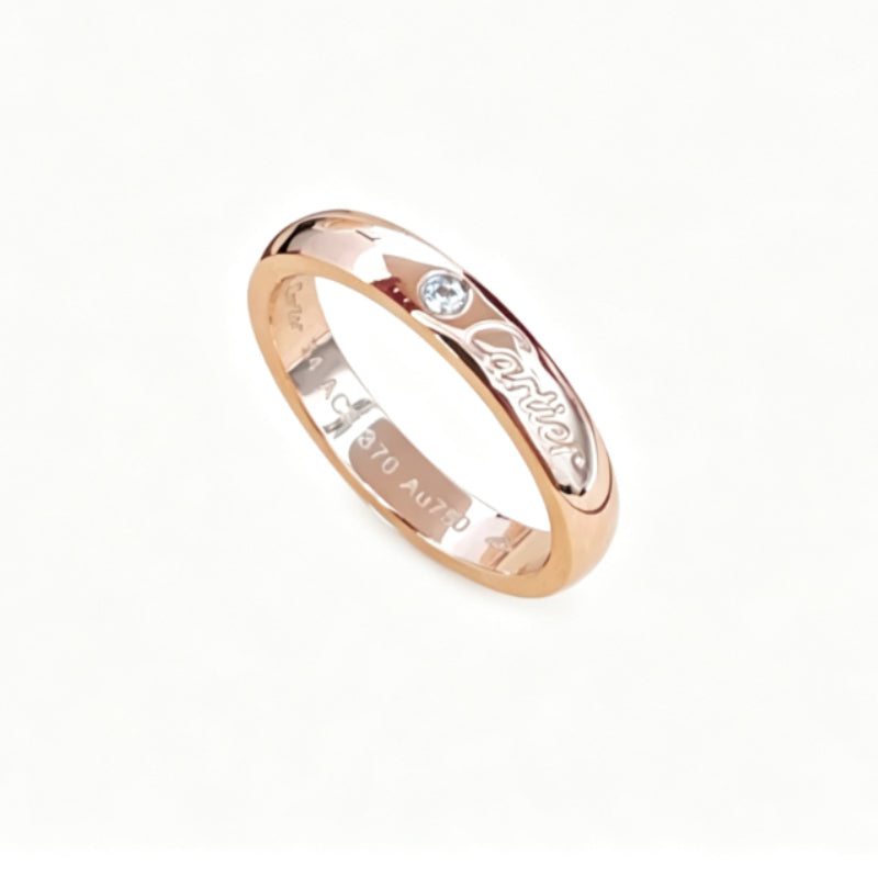 Rose-Gold-Tone Script Band Ring with Stone Accent