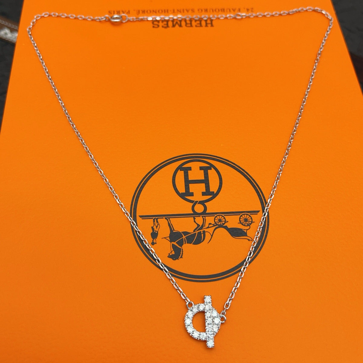 Pave Ring & Safety-Pin Pendant Necklace