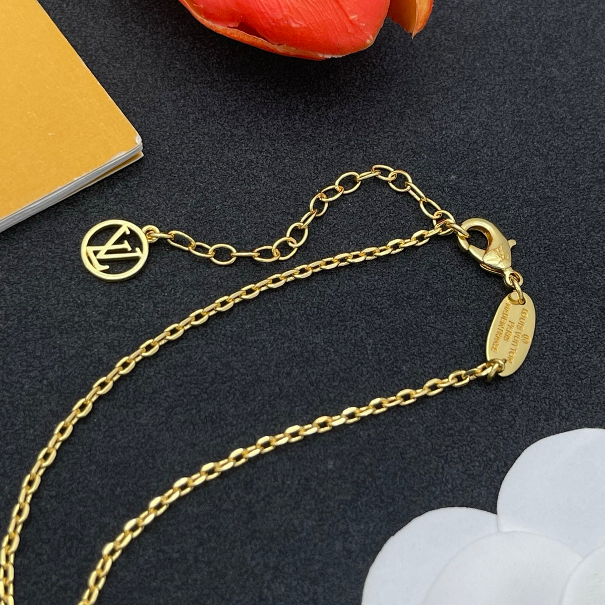 Pave Floral Pendant Station Necklace