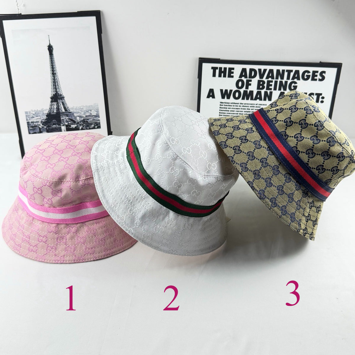 Monogram Bucket Hat with Web Stripe
