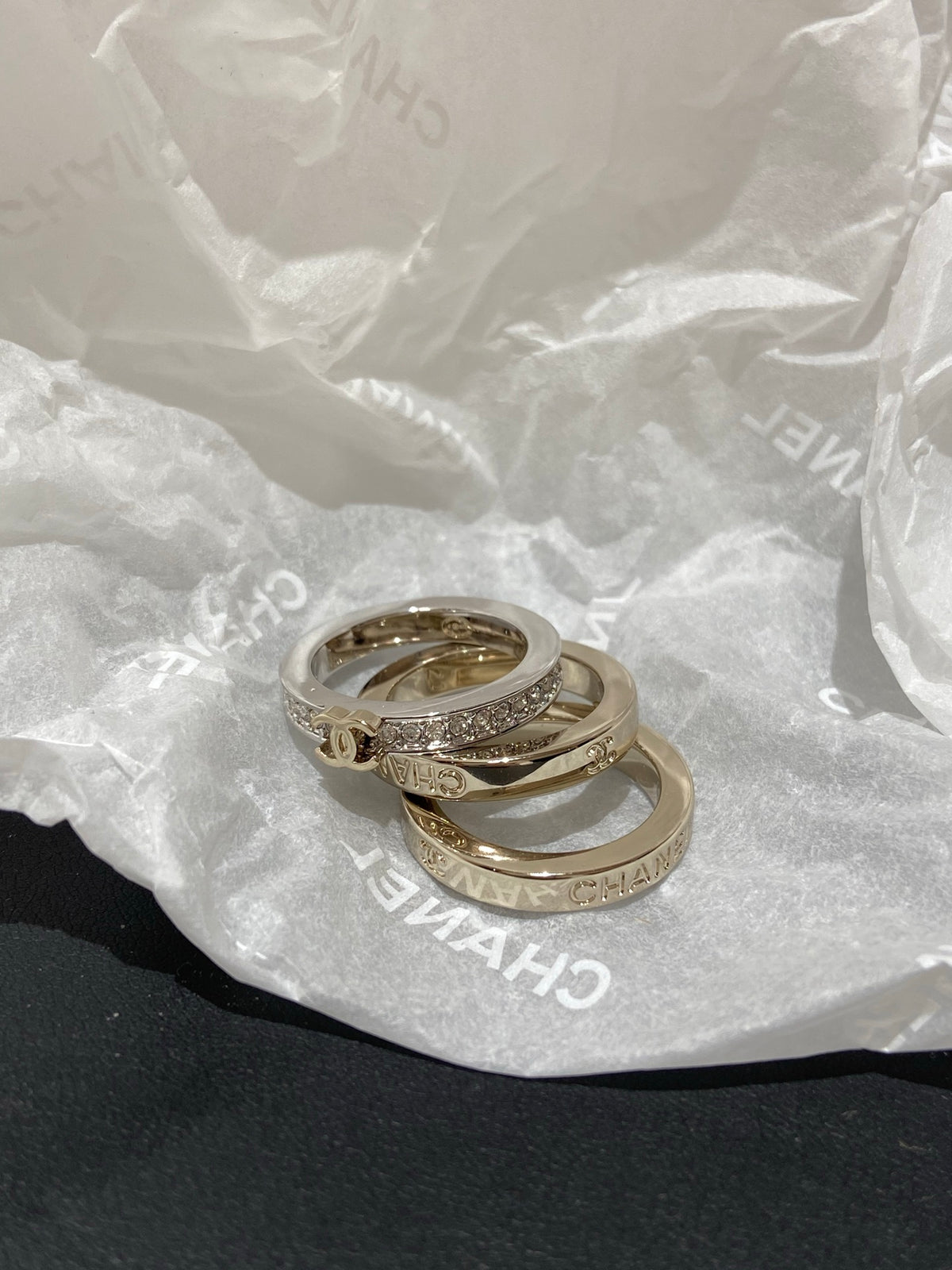 Lettered Band Ring with Stone Accents
