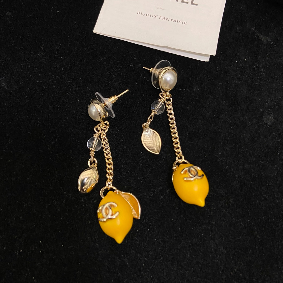 Lemon Charm Chain Drop Earrings