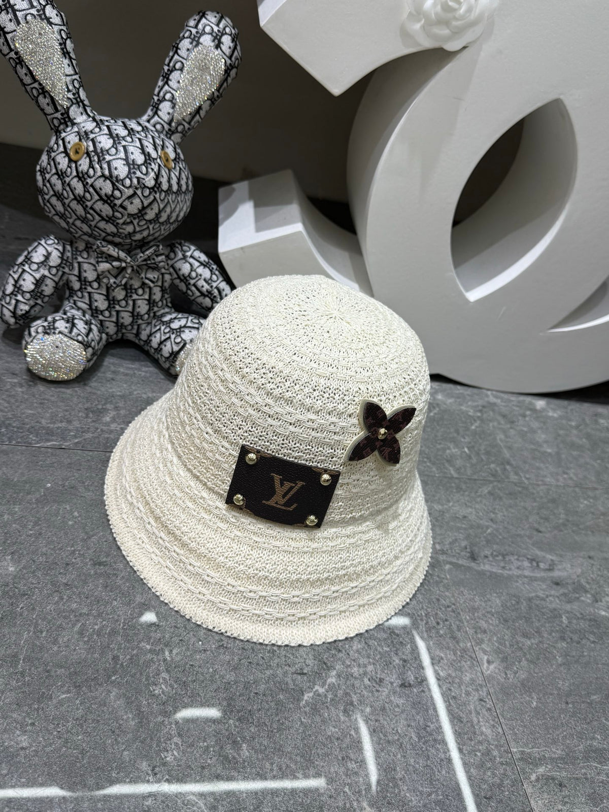 Crochet Bucket Hat with Floral Accent
