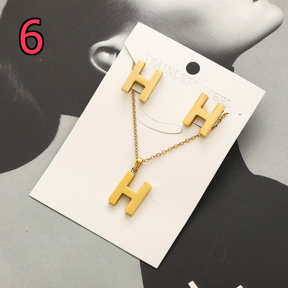 304 Stainless Steel Pendant & Stud Earring Sets - 8 Styles