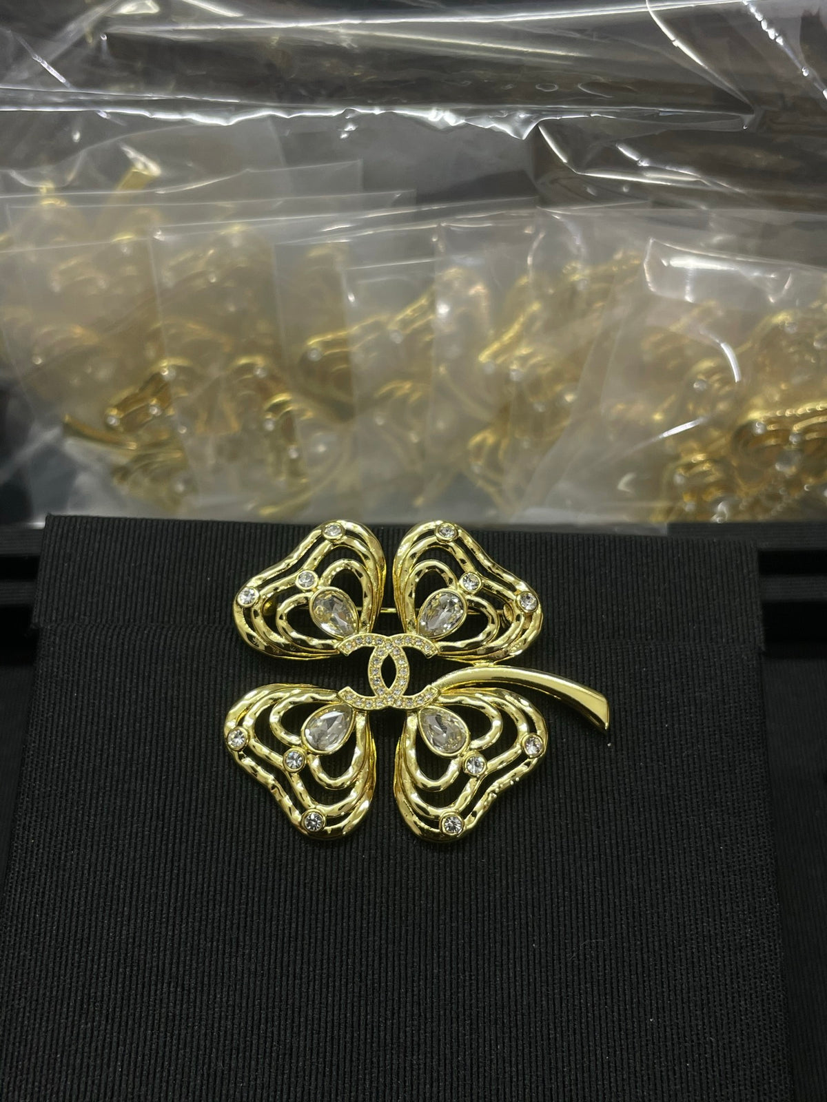 Openwork Four-Leaf Clover Brooch
