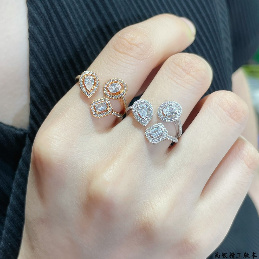 Open Wrap Ring with Pave Screw Motifs