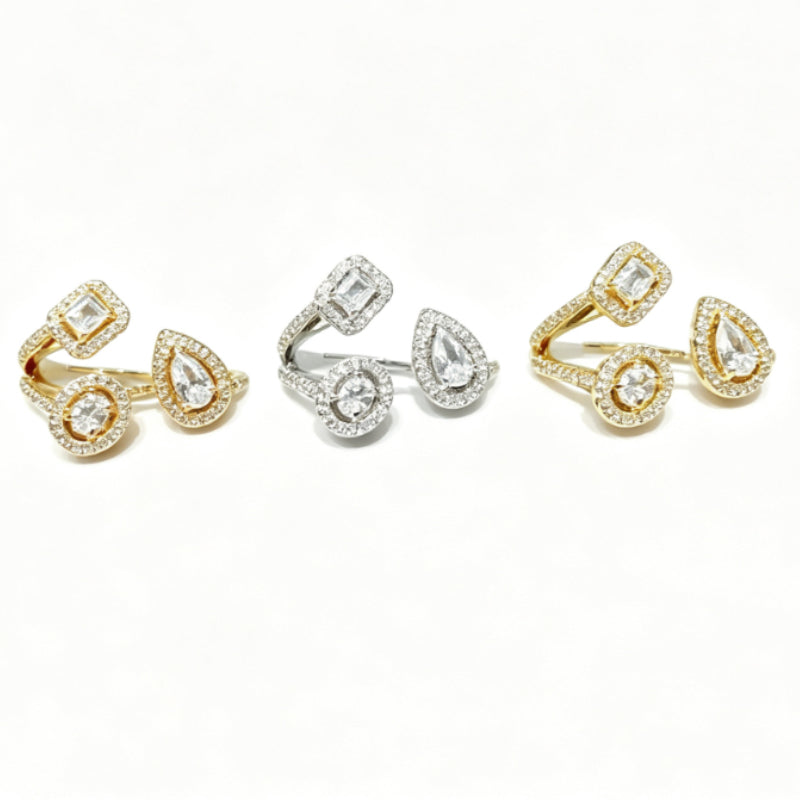 Open Wrap Ring with Pave Screw Motifs