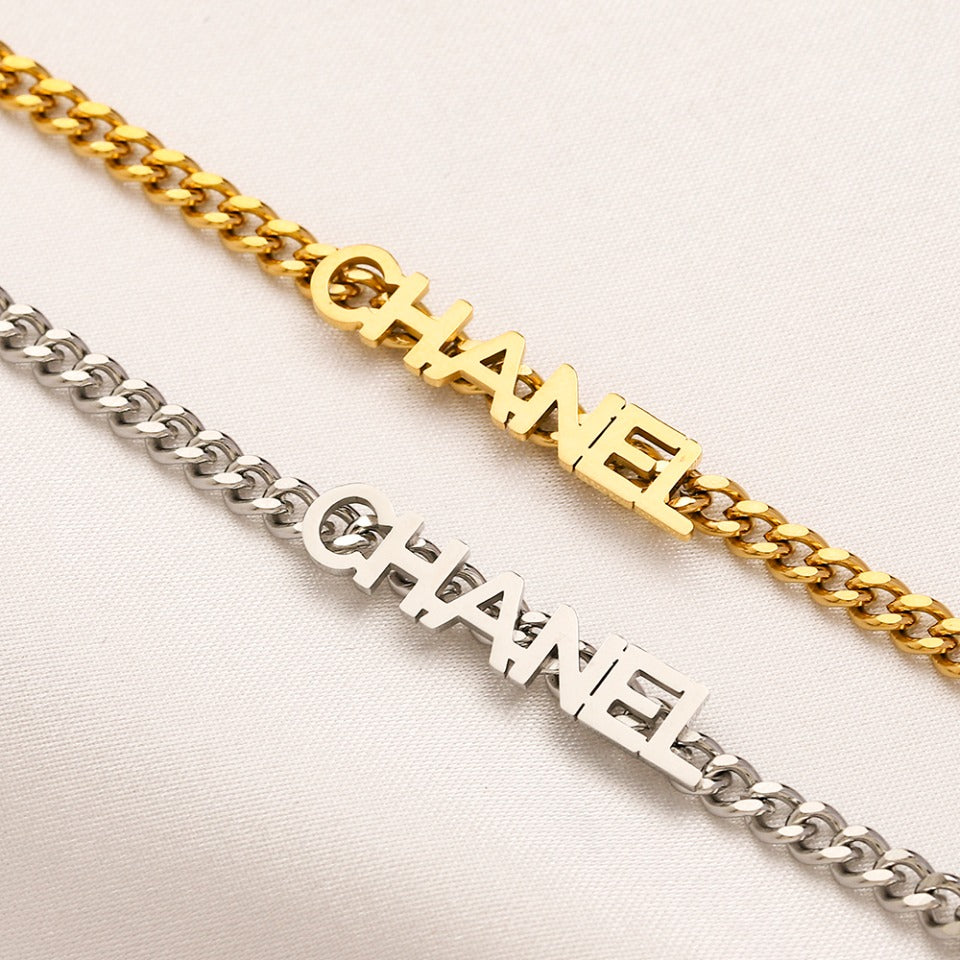 304 Stainless Steel Letter-Bar Chain Bracelet & Necklace - Individual or Set