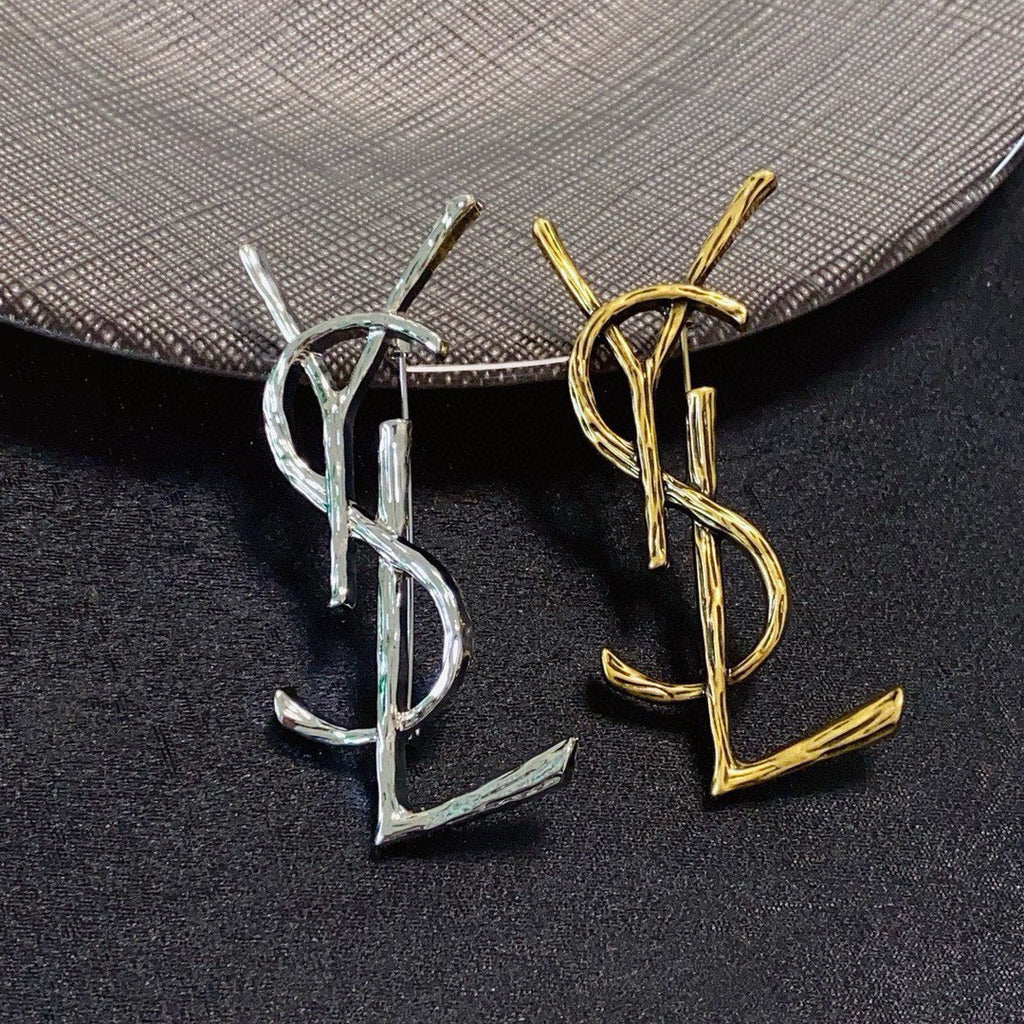 Textured Stacked Letter Brooch