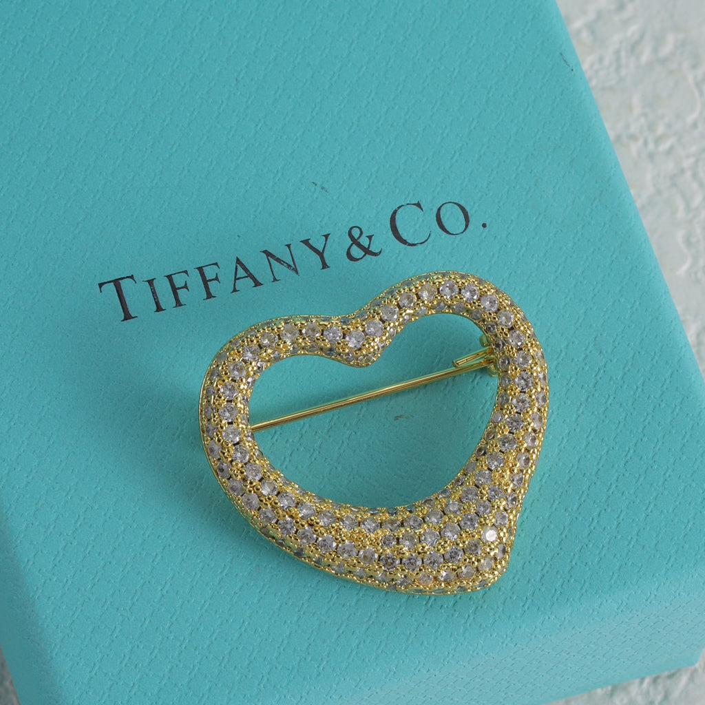 Broche de contorno de corazón brillante