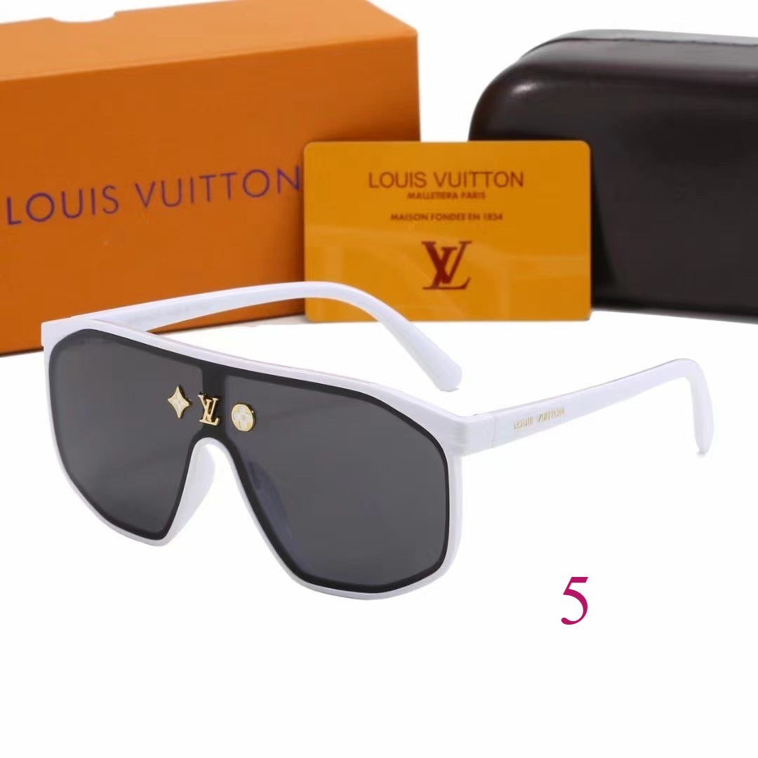 Flat-Top Monogram Shield Sunglasses with Wide Temples