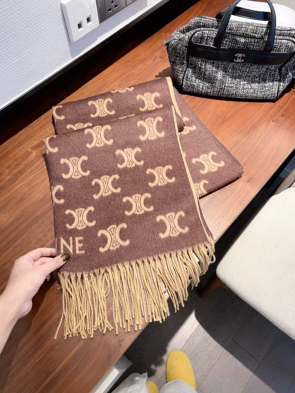 Repeating Motif Scarf with Fringed Ends