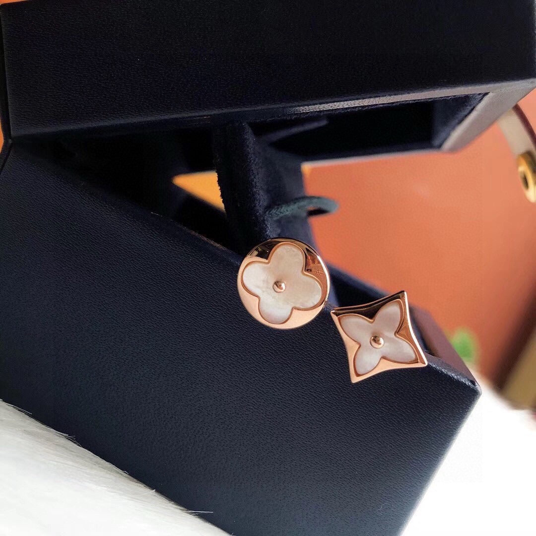 Asymmetric Floral Stud Earrings