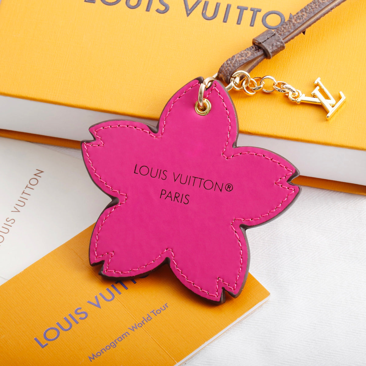 Pink Flower Character Keychain with Wrist Strap
