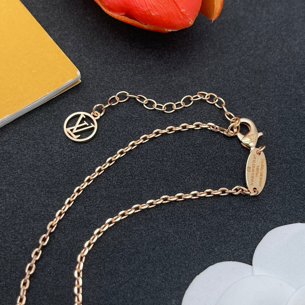 Pave Floral Pendant Station Necklace