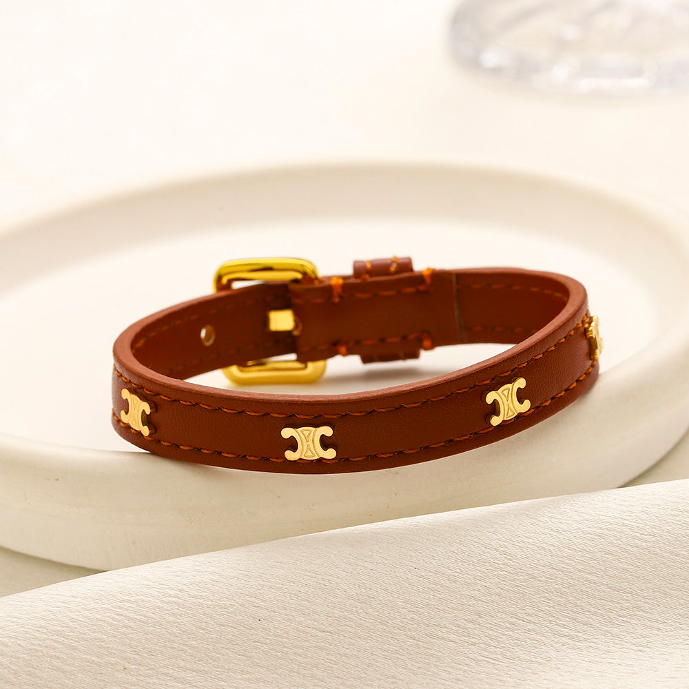 Quatrefoil Double Wrap Strap Bracelet