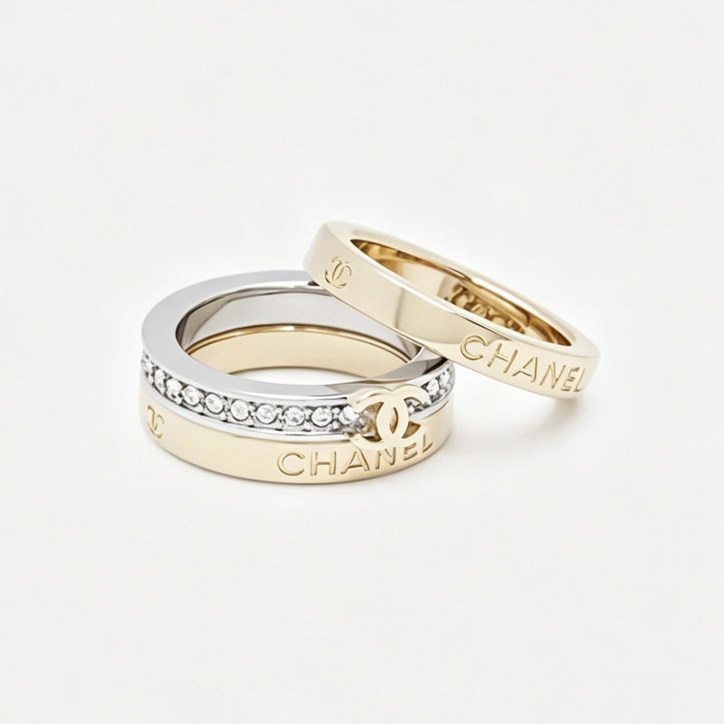 Lettered Band Ring with Stone Accents