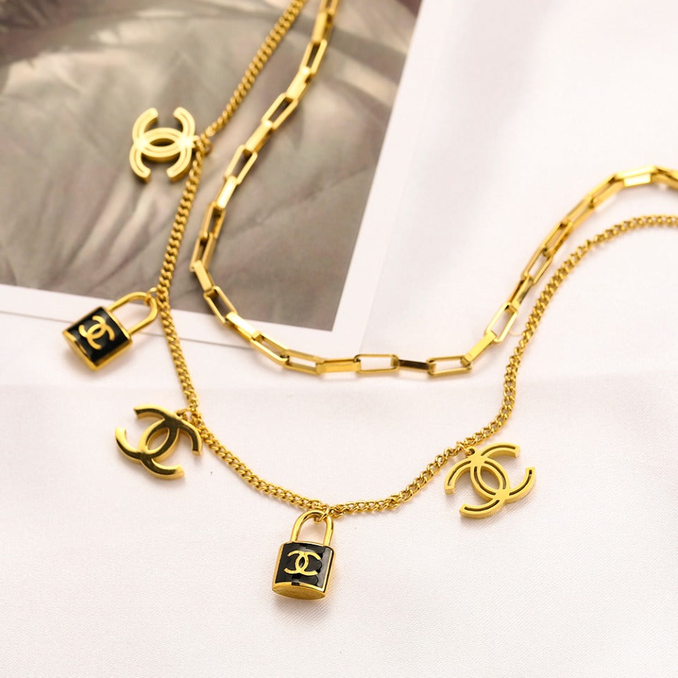 304 Stainless Steel Layered Chain & Charm Bracelet & Necklace - Individual or Set