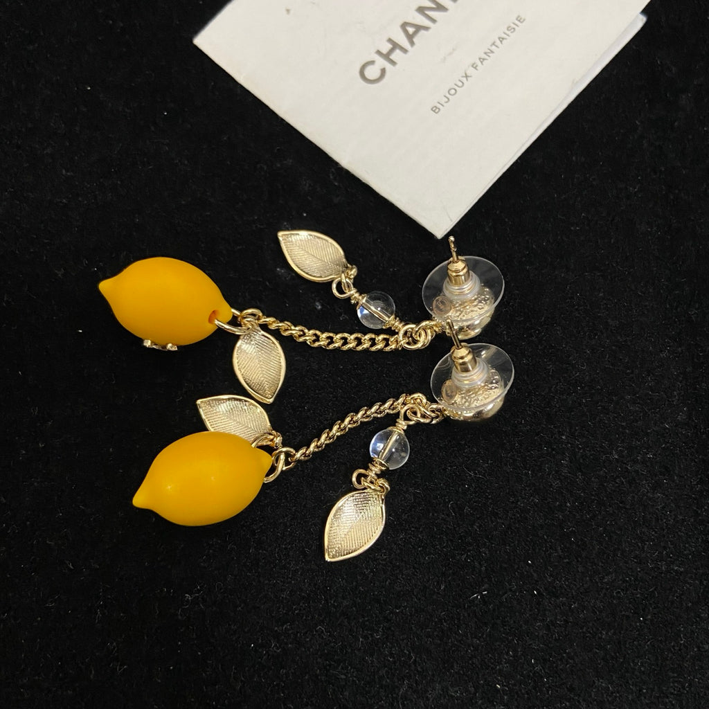 Lemon Charm Chain Drop Earrings