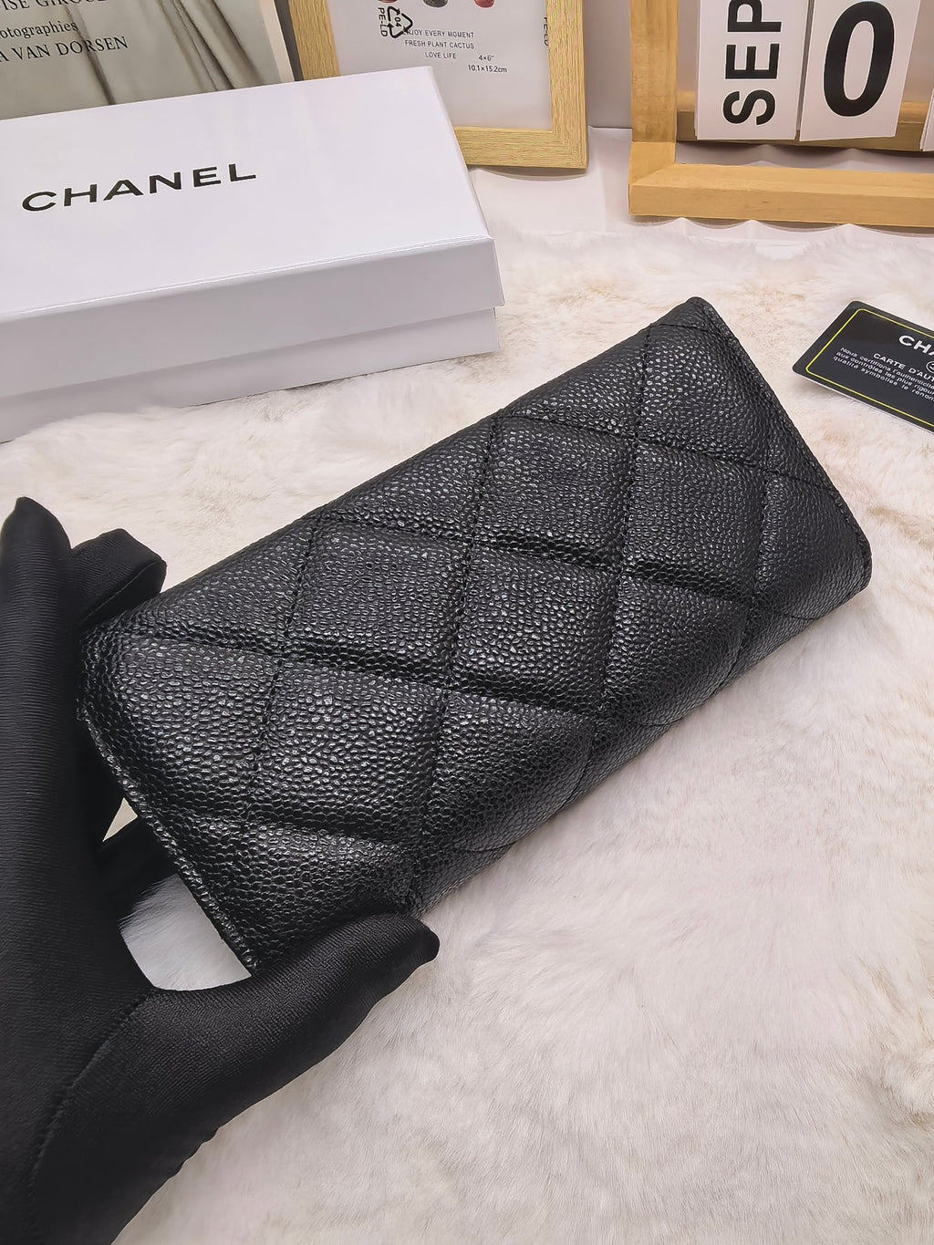 Diamond Quilted Long Flap Wallet 022
