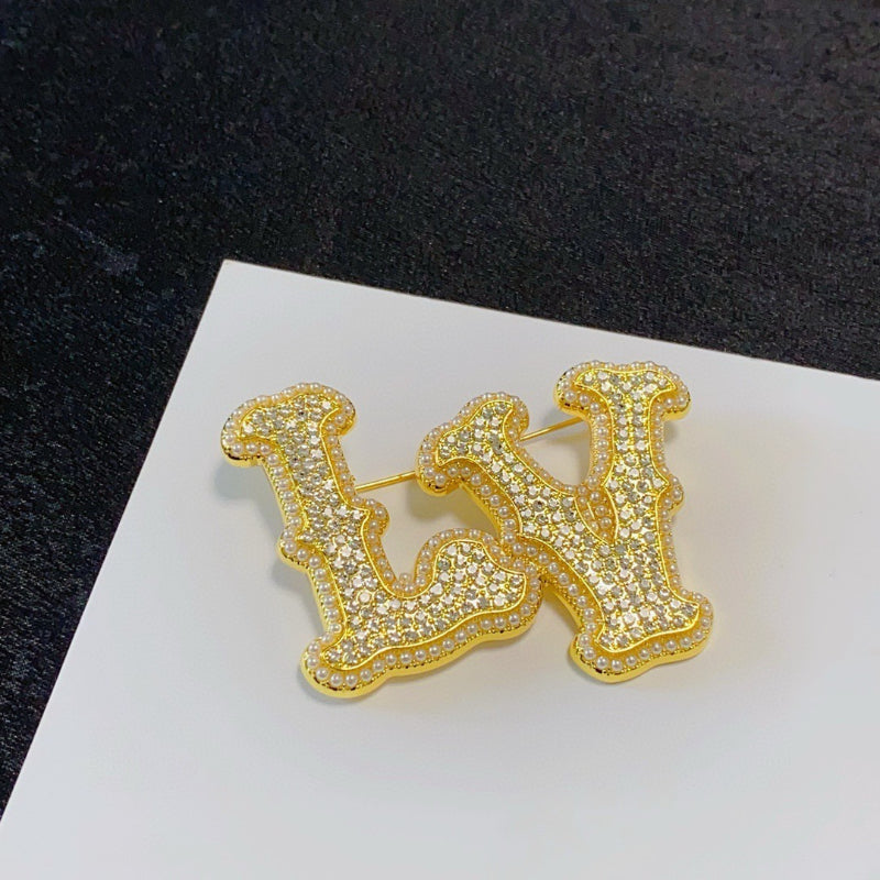 Textured Script Monogram Brooch
