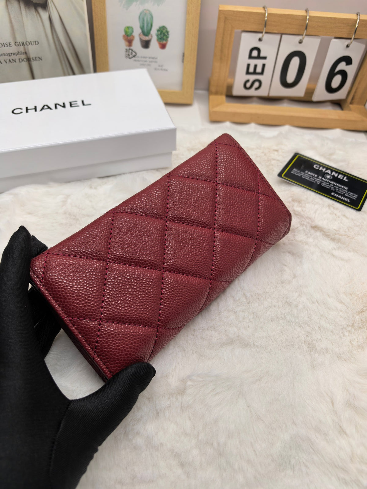 Diamond Quilted Long Flap Wallet 022