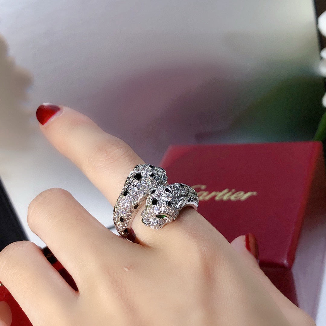 Pave Panther Wrap Ring with Spotted Detail