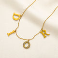 Collar de cadena fina con dije de letra en acero inoxidable 304
