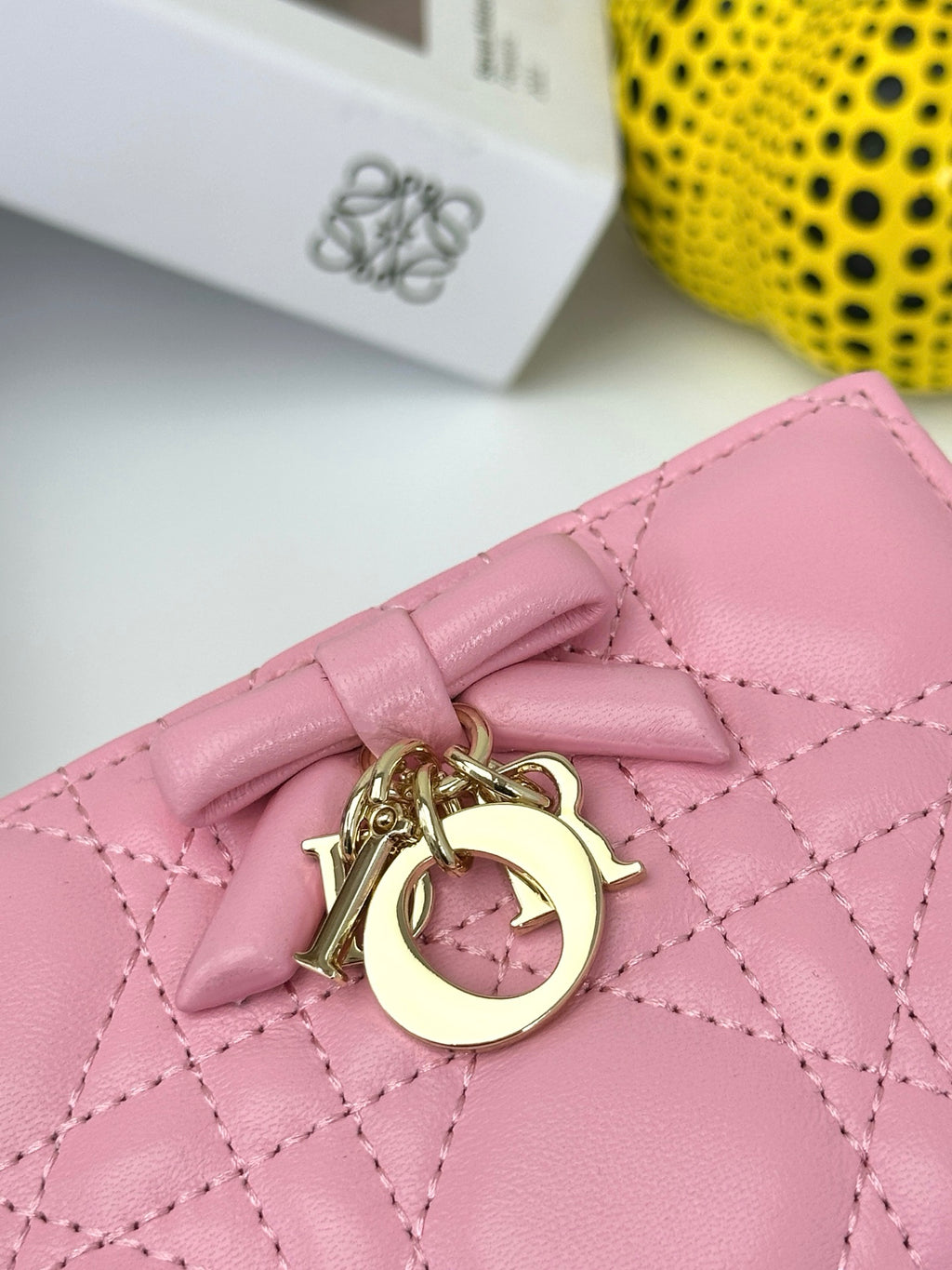 Quilted Flap Wallet with Letter Charms 015