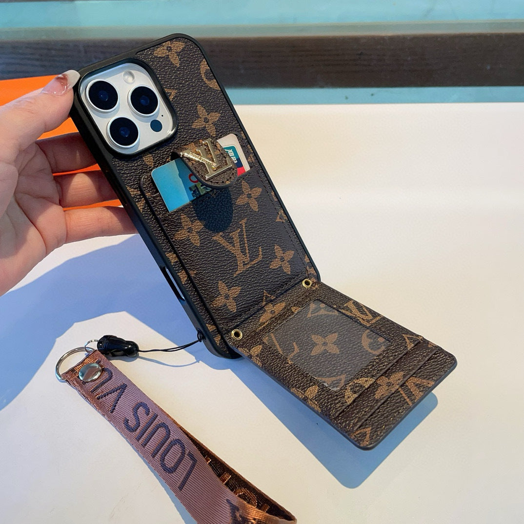 Monogram Phone Case with Strap and Card Pocket