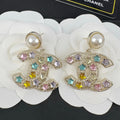 Pearl-Effect & Multicolor Stone Drop Earrings