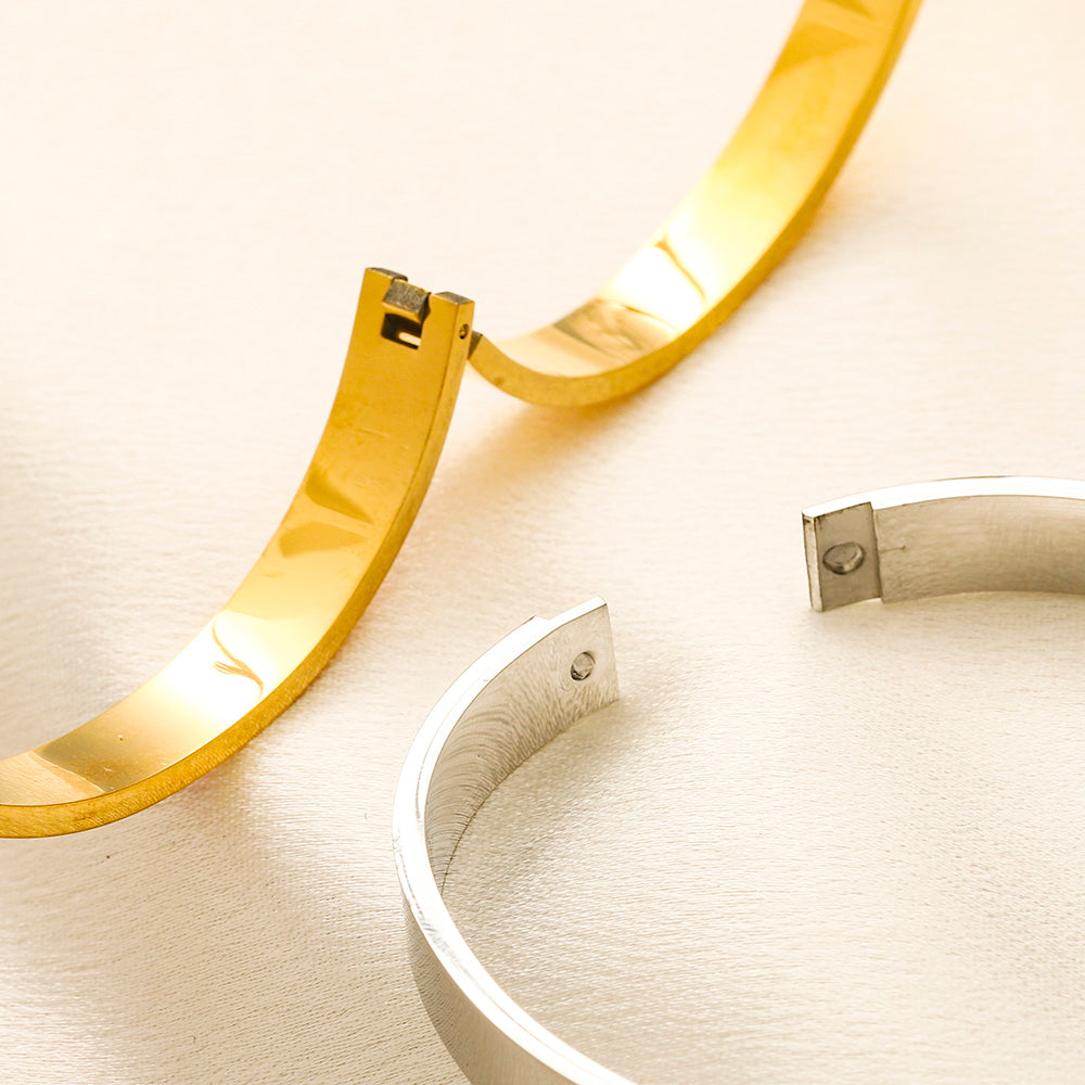 304 Stainless Steel Pink Inlay Bangle