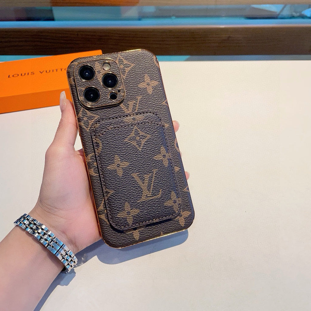 Funda para teléfono con monograma y bolsillo para tarjetas