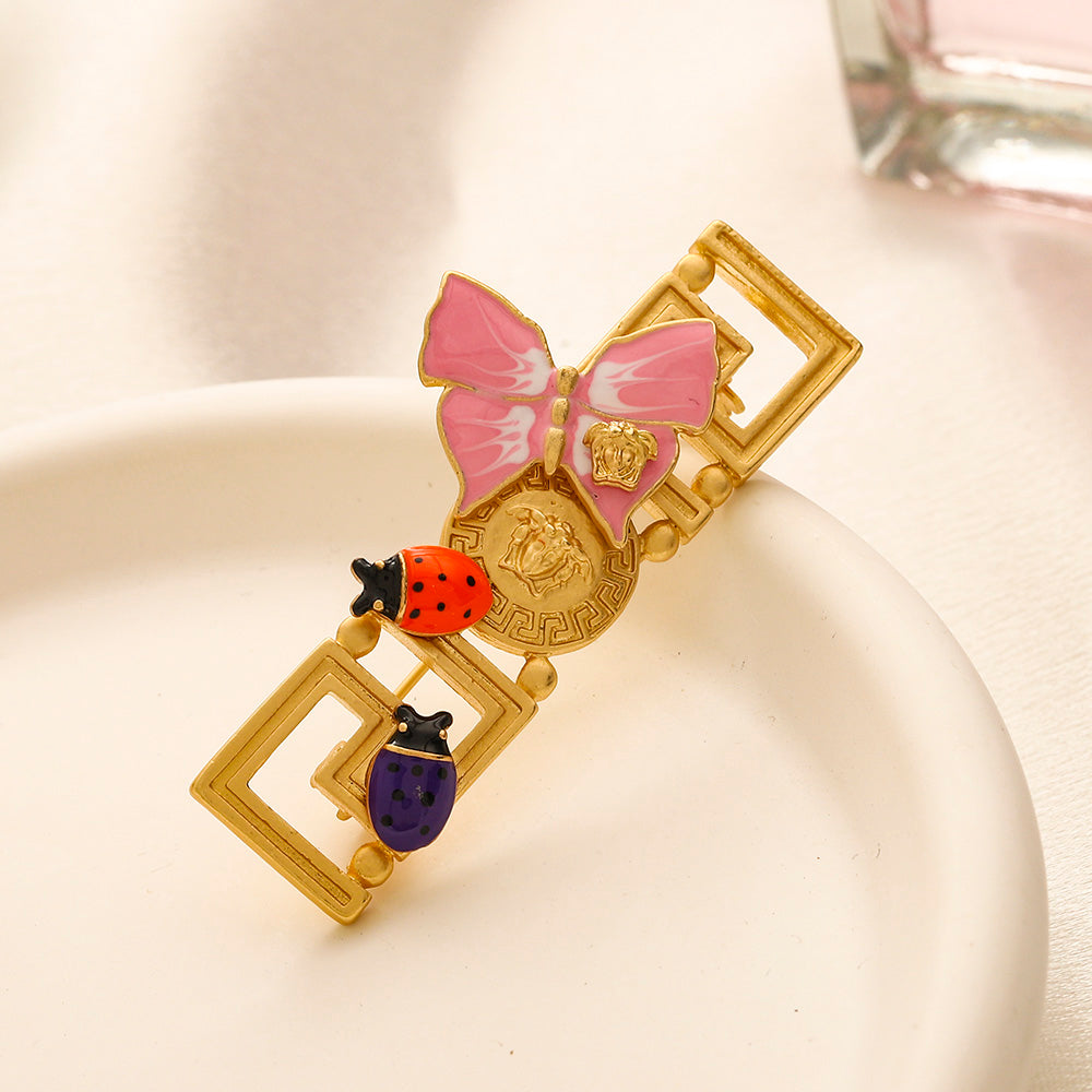 Bow & Colorful Charm Bar Brooch