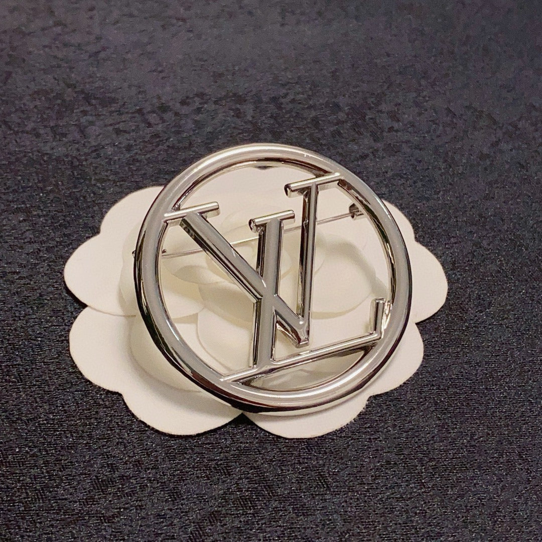 Open Round Frame Letter Brooch