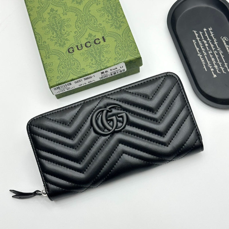 Chevron Quilted Long Zip Wallet 011