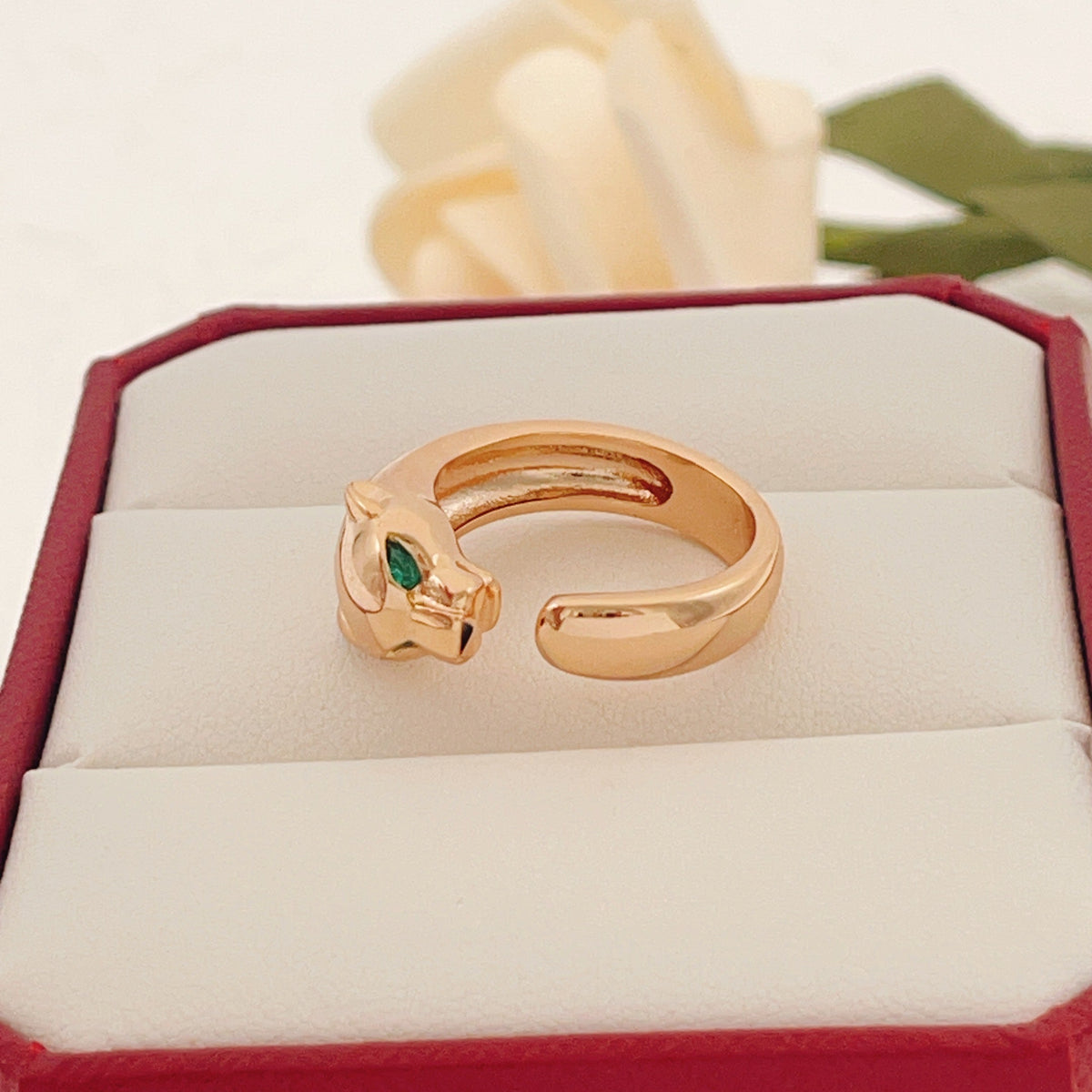 Polished Panther Head Wrap Ring