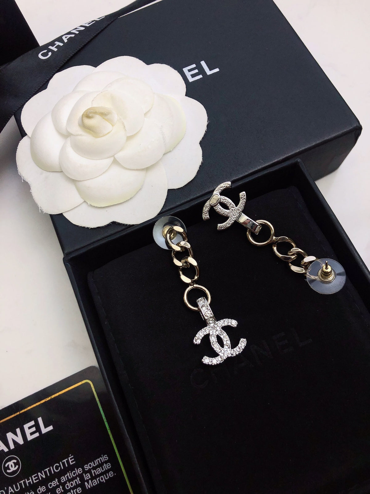 Chain-Link Interlocking-C Drop Earrings