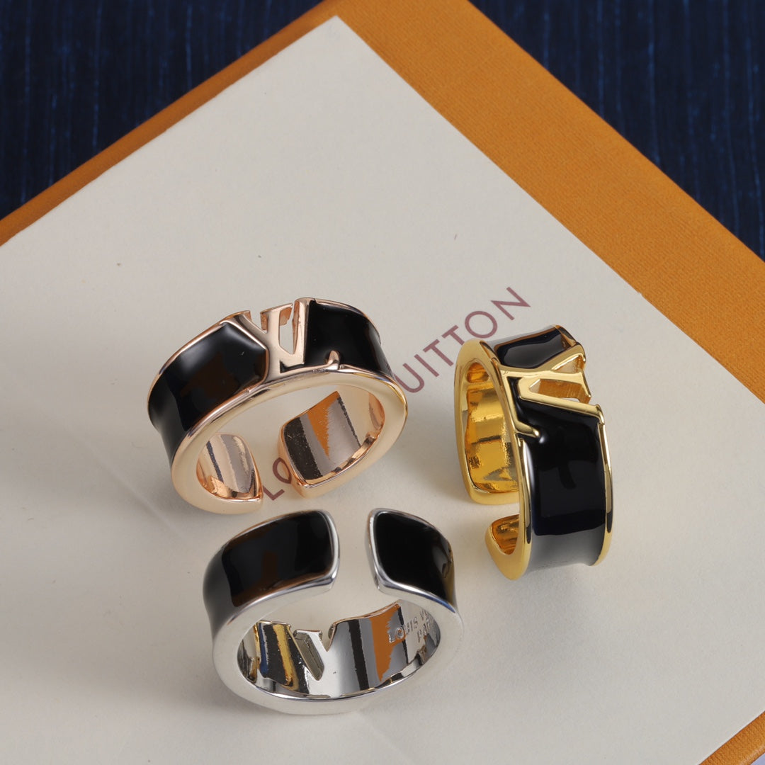 Letter Emblem Open Band Ring