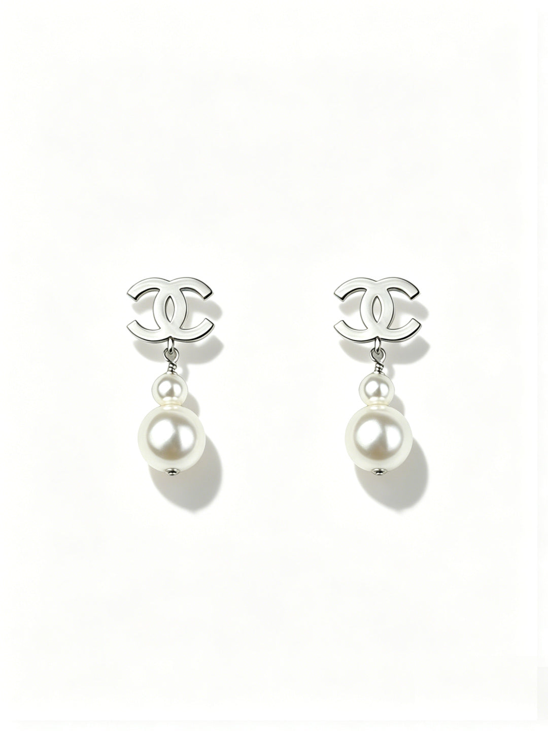 Double Pearl-Effect Interlocking-C Drop Earrings