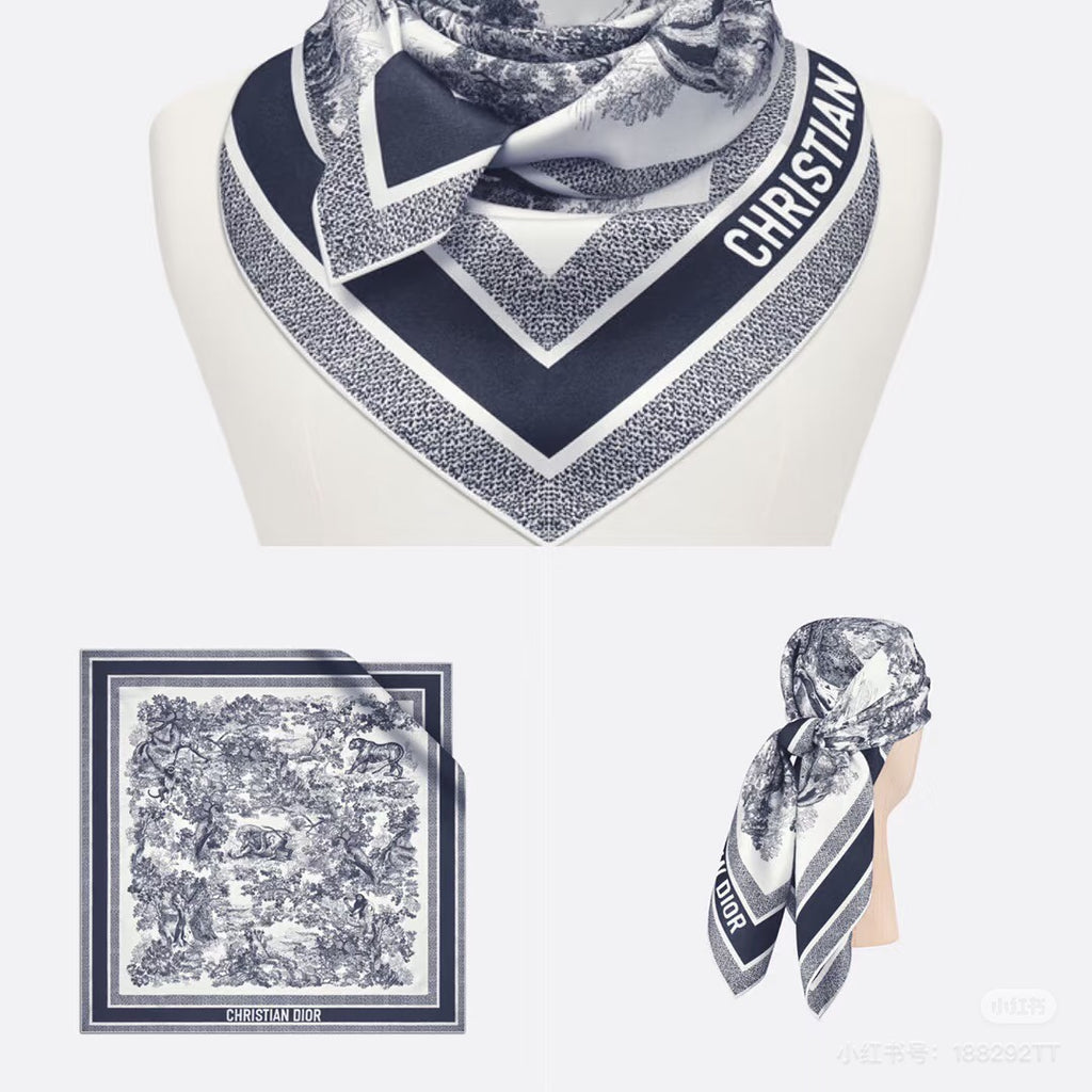 Foulard carré à imprimé paysage color block – 90 x 90 cm
