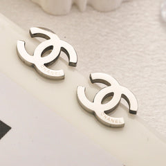 304 Stainless Steel Polished Interlocking-C Stud Earrings