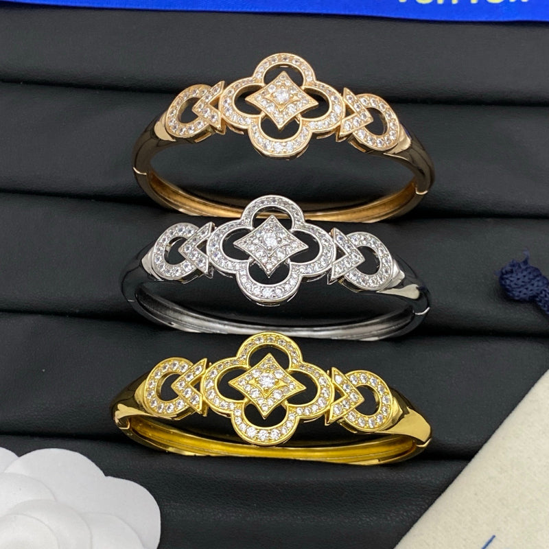 Pave Quatrefoil Cuff Bracelet