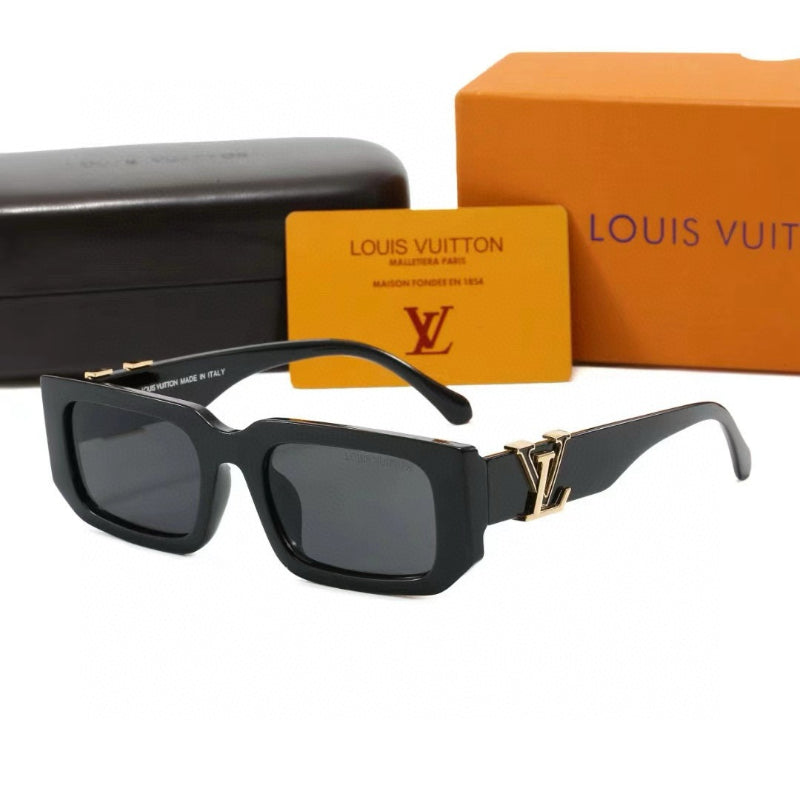 Chunky Rounded Rectangle Sunglasses with Monogram Temples