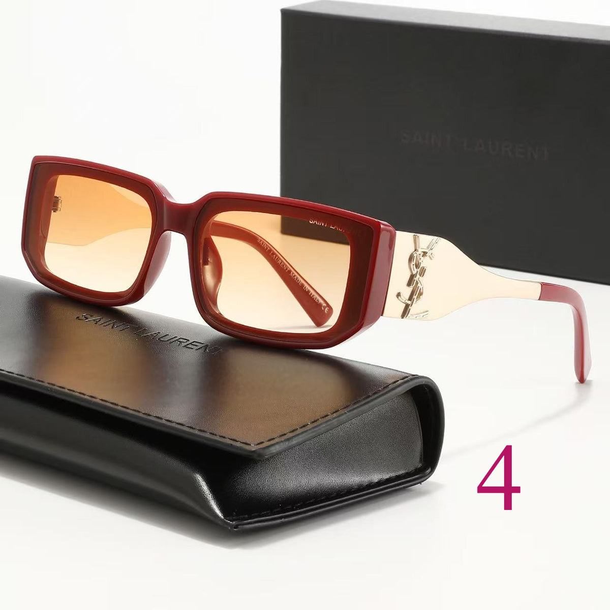 Wide Square Sunglasses with Contrast Metal Temples